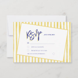 Tarjeta De Confirmación De Asistencia Modern Yellow Hand Written Pinstripe Italy Wedding