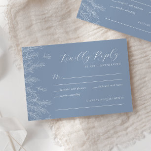 Tarjeta De Confirmación De Asistencia Moderna Boda de hojas mínimas azul turbulentas