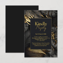 Moderna Boda de hojas tropicales de oro negro