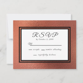 Tarjeta De Confirmación De Asistencia moderna boda elegante de cobre y negro