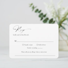 Tarjeta De Confirmación De Asistencia Moderna Boda Mínima Elegante Formal