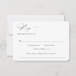 Tarjeta De Confirmación De Asistencia Moderna Boda Mínima Elegante Formal