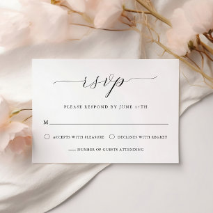 Tarjeta De Confirmación De Asistencia Moderna caligrafía romántica Boda blanco y negro