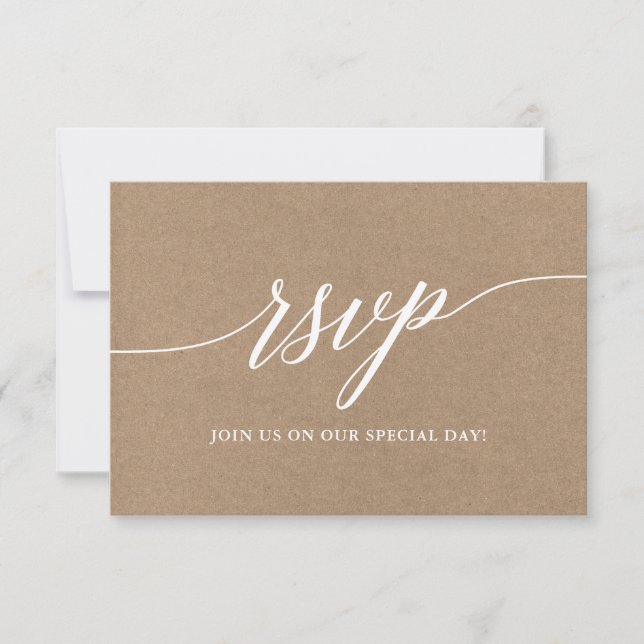 Tarjeta De Confirmación De Asistencia Moderna elegancia caligrafía guión Boda Kraft (Anverso)