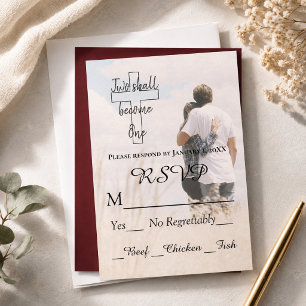 Tarjeta De Confirmación De Asistencia Moderna Foto de Boda de Pareja Dos se Convierten e