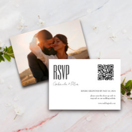 Tarjeta De Confirmación De Asistencia Moderna foto de código QR Minimalista en blanco y