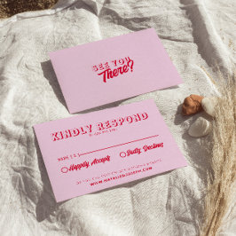 Tarjeta De Confirmación De Asistencia Moderna y colorida diversión Retro Boda audaz y ún