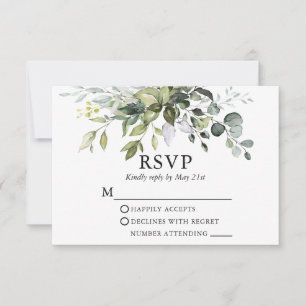 Tarjeta De Confirmación De Asistencia Moderna y elegante Boda de la vegetación acuática