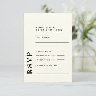 Tarjeta De Confirmación De Asistencia Moderna y elegante Boda de marfil