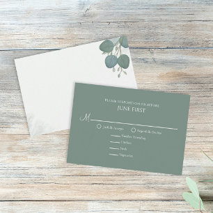 Tarjeta De Confirmación De Asistencia Moderna y elegante vegetación eucaliptus simple