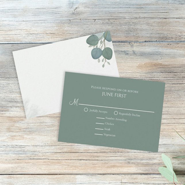 Tarjeta De Confirmación De Asistencia Moderna y elegante vegetación eucaliptus simple (Subido por el creador)