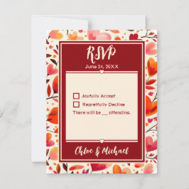 Tarjeta De Confirmación De Asistencia Modernas y audaces floraciones de corazones rojos