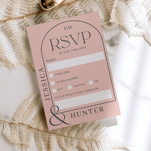 Tarjeta De Confirmación De Asistencia Moderno arco de boho boda gris pálido