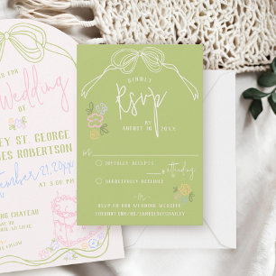 Tarjeta De Confirmación De Asistencia Moderno arco dibujado a mano PASTEL boda verde