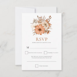 Tarjeta De Confirmación De Asistencia Moderno Autumn Floral Terracotta Cream Bouquet