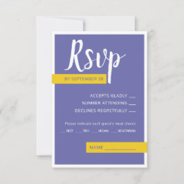 Tarjeta De Confirmación De Asistencia Moderno boda amarillo púrpura contemporáneo mínimo