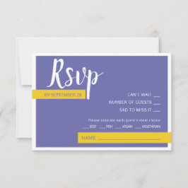 Tarjeta De Confirmación De Asistencia Moderno boda amarillo púrpura contemporáneo mínimo