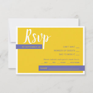 Tarjeta De Confirmación De Asistencia Moderno boda amarillo púrpura contemporáneo mínimo
