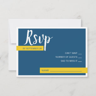 Tarjeta De Confirmación De Asistencia Moderno boda contemporáneo azul y amarillo mínimo