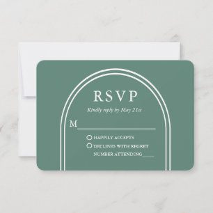 Tarjeta De Confirmación De Asistencia Moderno Boda de Arco Elegante Eucalyptus Green