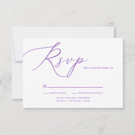 Tarjeta De Confirmación De Asistencia Moderno Boda de caligrafía púrpura simple
