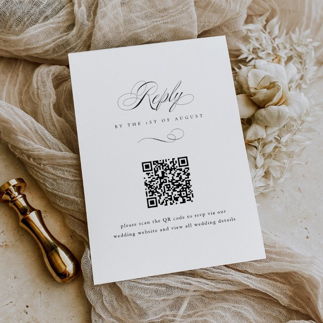 Tarjeta De Confirmación De Asistencia Moderno Boda de código QR clásico de guión elegant (Subido por el creador)