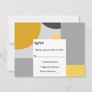 Tarjeta De Confirmación De Asistencia Moderno Boda de resumen de Black Silver Gold Groov