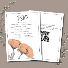 Tarjeta De Confirmación De Asistencia Moderno Boda elegante de Peach Floral Poppies