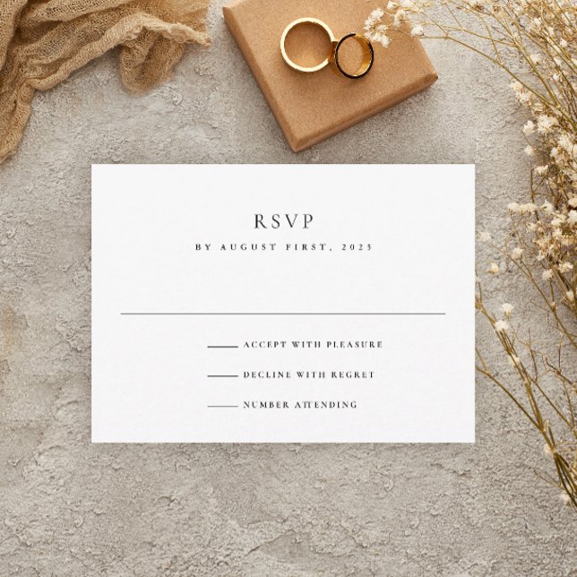 Tarjeta De Confirmación De Asistencia Moderno Boda elegante en blanco y negro (Subido por el creador)