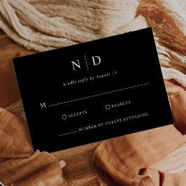 Tarjeta De Confirmación De Asistencia Moderno Boda elegante en blanco y negro