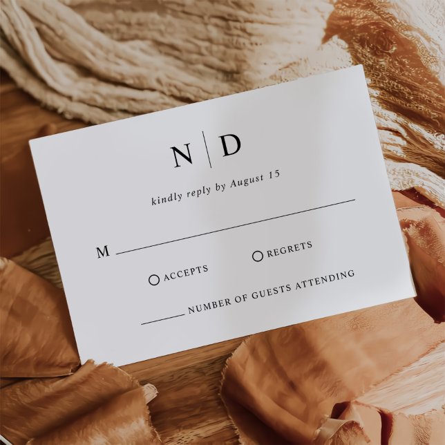Tarjeta De Confirmación De Asistencia Moderno Boda elegante en blanco y negro (Subido por el creador)