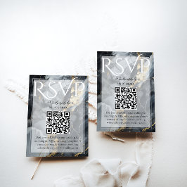 Tarjeta De Confirmación De Asistencia Moderno Boda elegante negro y oro