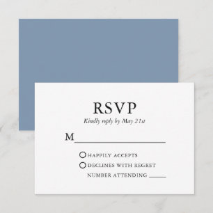 Tarjeta De Confirmación De Asistencia Moderno Boda Minimalista elegante Dusty Blue