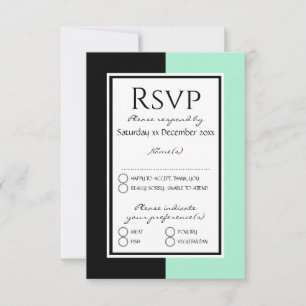 Tarjeta De Confirmación De Asistencia Moderno BODA Neo Mint Black Personalizado