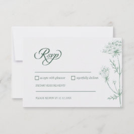 Tarjeta De Confirmación De Asistencia Moderno Boda verde de arcilla mínima