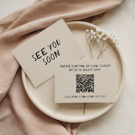 Tarjeta De Confirmación De Asistencia Moderno código QR minimalista para boda con letra