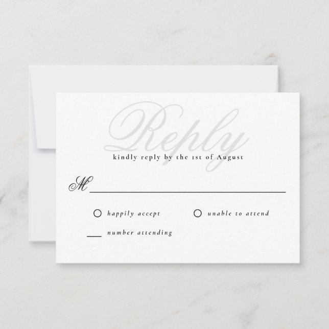 Tarjeta De Confirmación De Asistencia Moderno Edge Elegant Minimal Monograma Boda (Anverso)