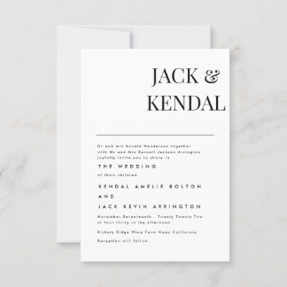 Tarjeta De Confirmación De Asistencia Moderno Elegante Blanco Y Negro Personalizado