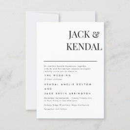 Tarjeta De Confirmación De Asistencia Moderno Elegante Negro Y Blanco Personalizado