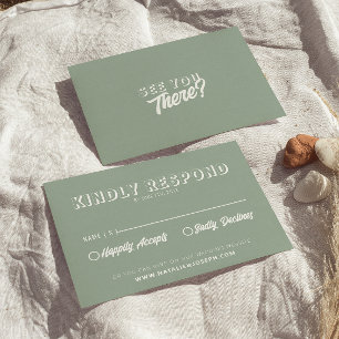 Tarjeta De Confirmación De Asistencia Moderno Eucalyptus Green Retro Fun Boda audaz