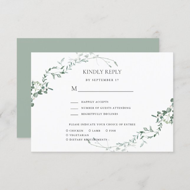 Tarjeta De Confirmación De Asistencia Moderno Eucalyptus Greenery Elegante Boda Jardín (Subido por el creador)