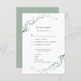 Tarjeta De Confirmación De Asistencia Moderno Eucalyptus Greenery Elegante Boda Jardín