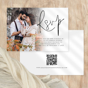 Tarjeta De Confirmación De Asistencia Moderno guión de superposición de fotos Boda de có