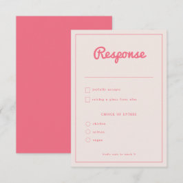 Tarjeta De Confirmación De Asistencia Moderno negrita Boda de los Vibes Retro de Fuchsia