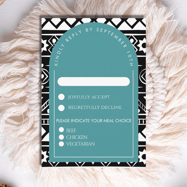 Tarjeta De Confirmación De Asistencia Moderno Patrón Boho Arco Boda Verde (Subido por el creador)