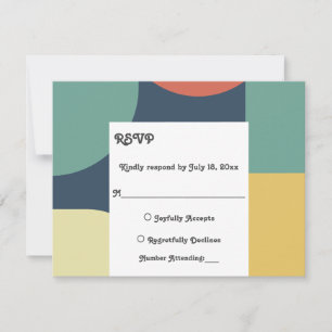 Tarjeta De Confirmación De Asistencia Moderno Retro Colorido Elegante Resumen Boda de Ar