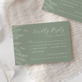 Tarjeta De Confirmación De Asistencia Moderno Sage Green Minimal deja al Boda