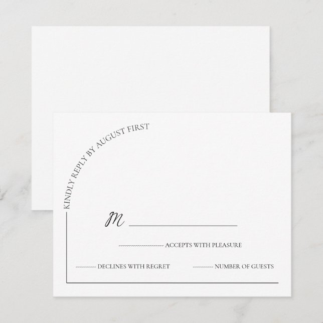 Tarjeta De Confirmación De Asistencia Moderno Simple Blanco Negro  (Anverso / Reverso)