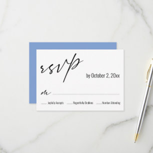 Tarjeta De Confirmación De Asistencia Moderno Simple Elegante Azul Periwinkle Atrás Boda