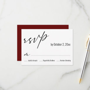 Tarjeta De Confirmación De Asistencia Moderno Simple Elegante Boda de Fondo Burgundy